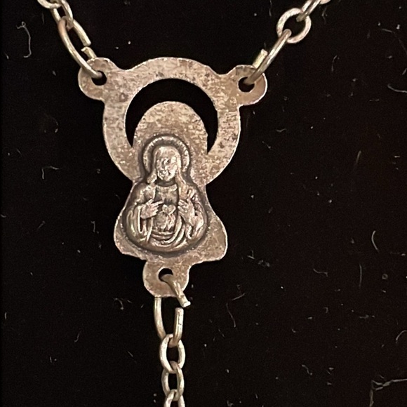 Blue AB Aurora Borealis beaded Rosary. Stamped Italy - Picture 8 of 9